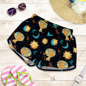 Cute Cartoon Leo Pattern Print Women's Shorts