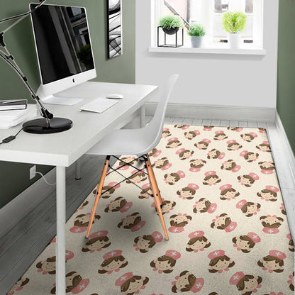 Cute Cartoon Nurse Pattern Print Area Rug