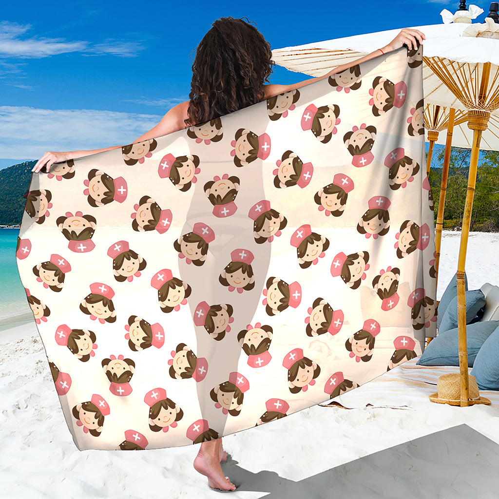 Cute Cartoon Nurse Pattern Print Beach Sarong Wrap