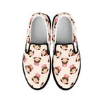 Cute Cartoon Nurse Pattern Print Black Slip On Shoes