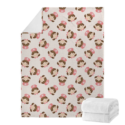 Cute Cartoon Nurse Pattern Print Blanket