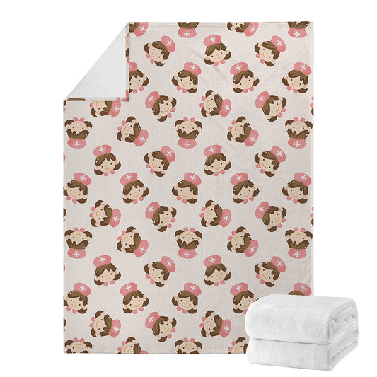 Cute Cartoon Nurse Pattern Print Blanket