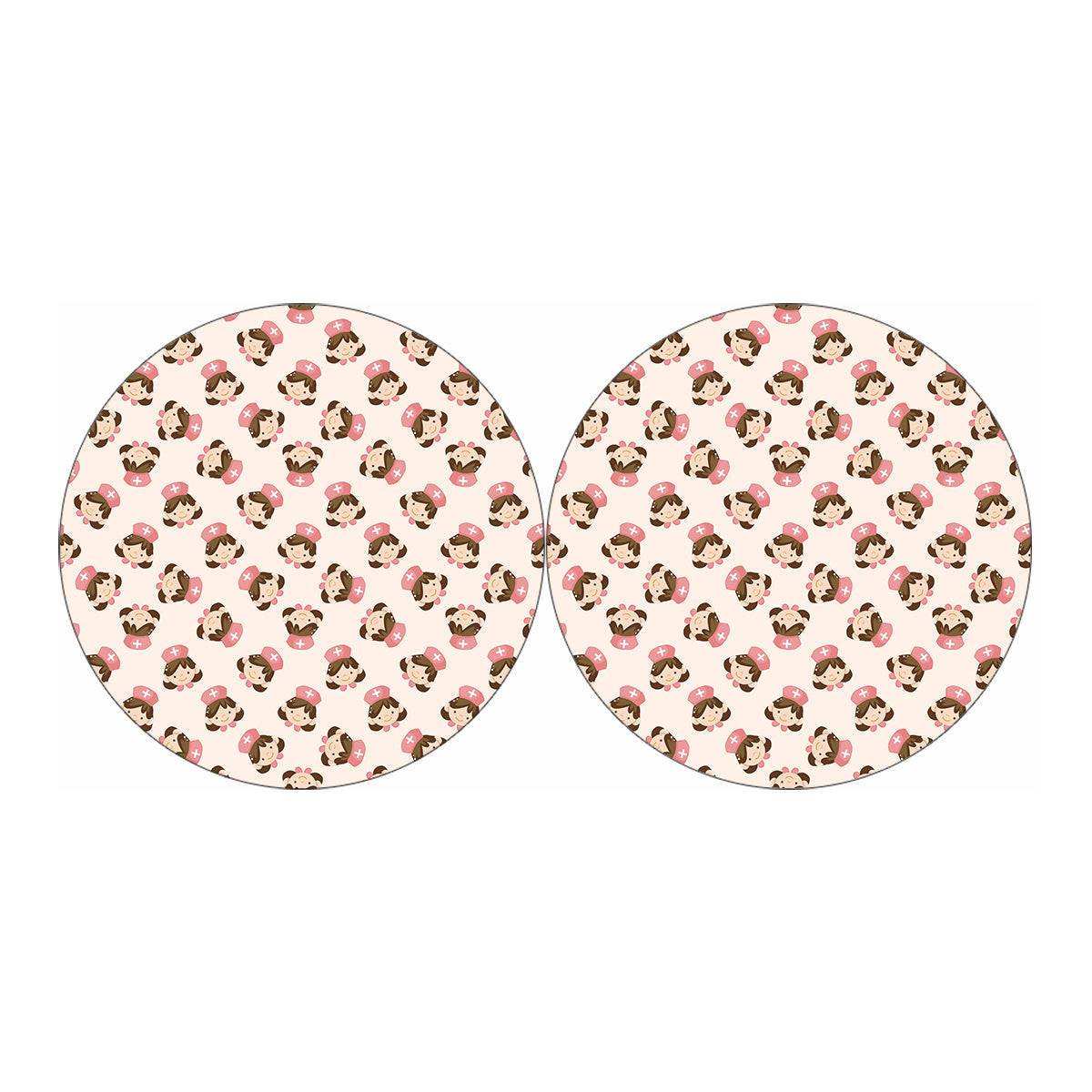 Cute Cartoon Nurse Pattern Print Car Coasters