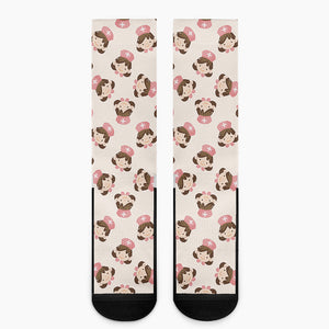 Cute Cartoon Nurse Pattern Print Crew Socks