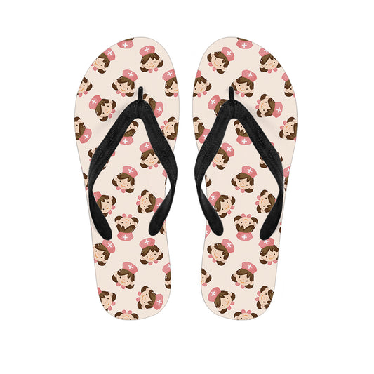 Cute Cartoon Nurse Pattern Print Flip Flops