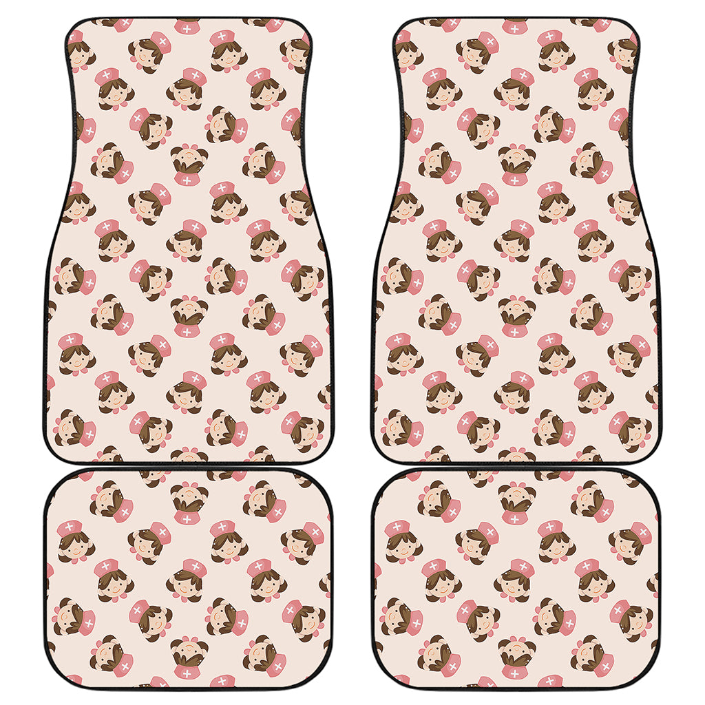 Cute Cartoon Nurse Pattern Print Front and Back Car Floor Mats