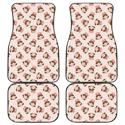 Cute Cartoon Nurse Pattern Print Front and Back Car Floor Mats