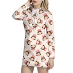 Cute Cartoon Nurse Pattern Print Hoodie Dress
