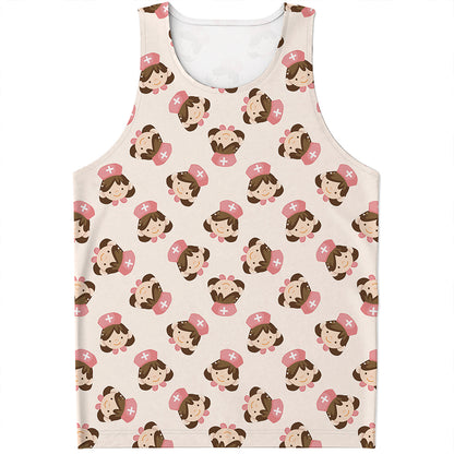 Cute Cartoon Nurse Pattern Print Men's Tank Top