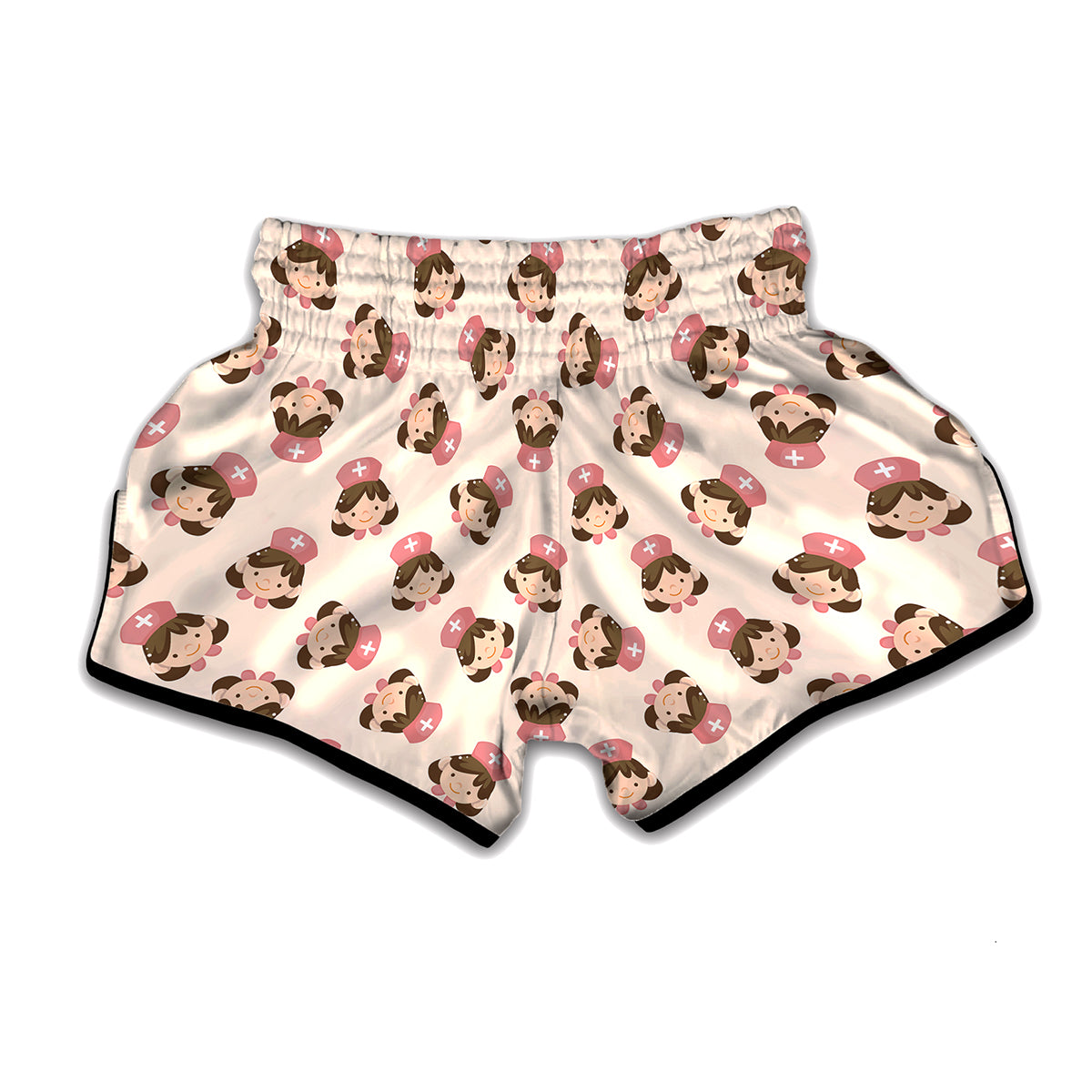 Cute Cartoon Nurse Pattern Print Muay Thai Boxing Shorts