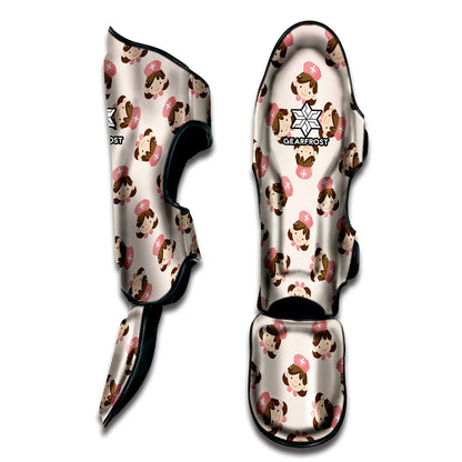 Cute Cartoon Nurse Pattern Print Muay Thai Shin Guard