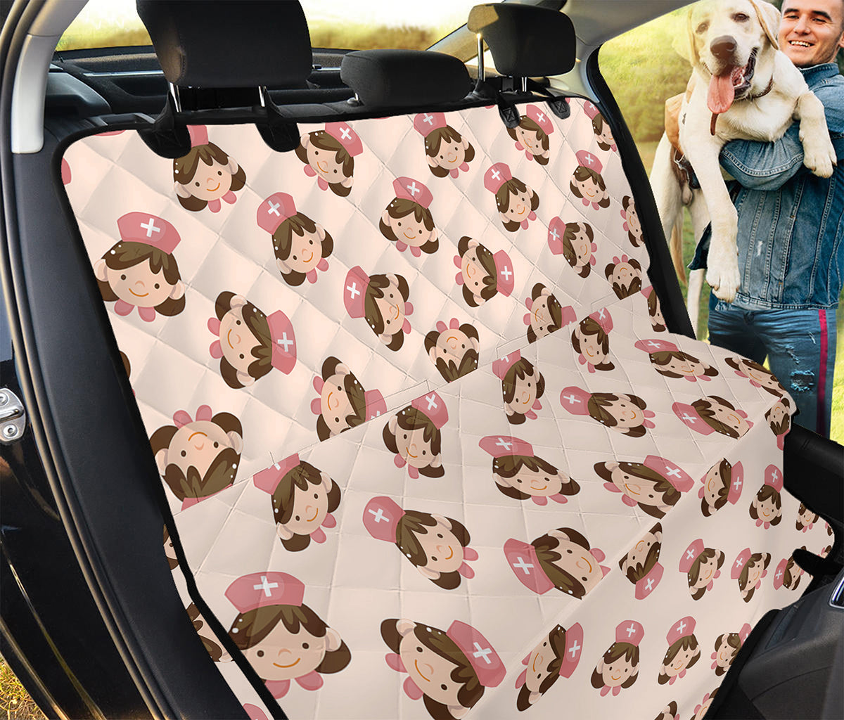 Cute Cartoon Nurse Pattern Print Pet Car Back Seat Cover