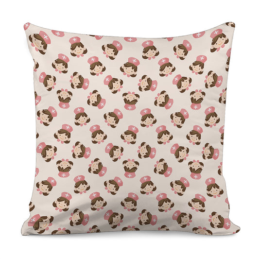 Cute Cartoon Nurse Pattern Print Pillow Cover
