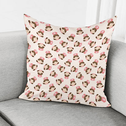 Cute Cartoon Nurse Pattern Print Pillow Cover