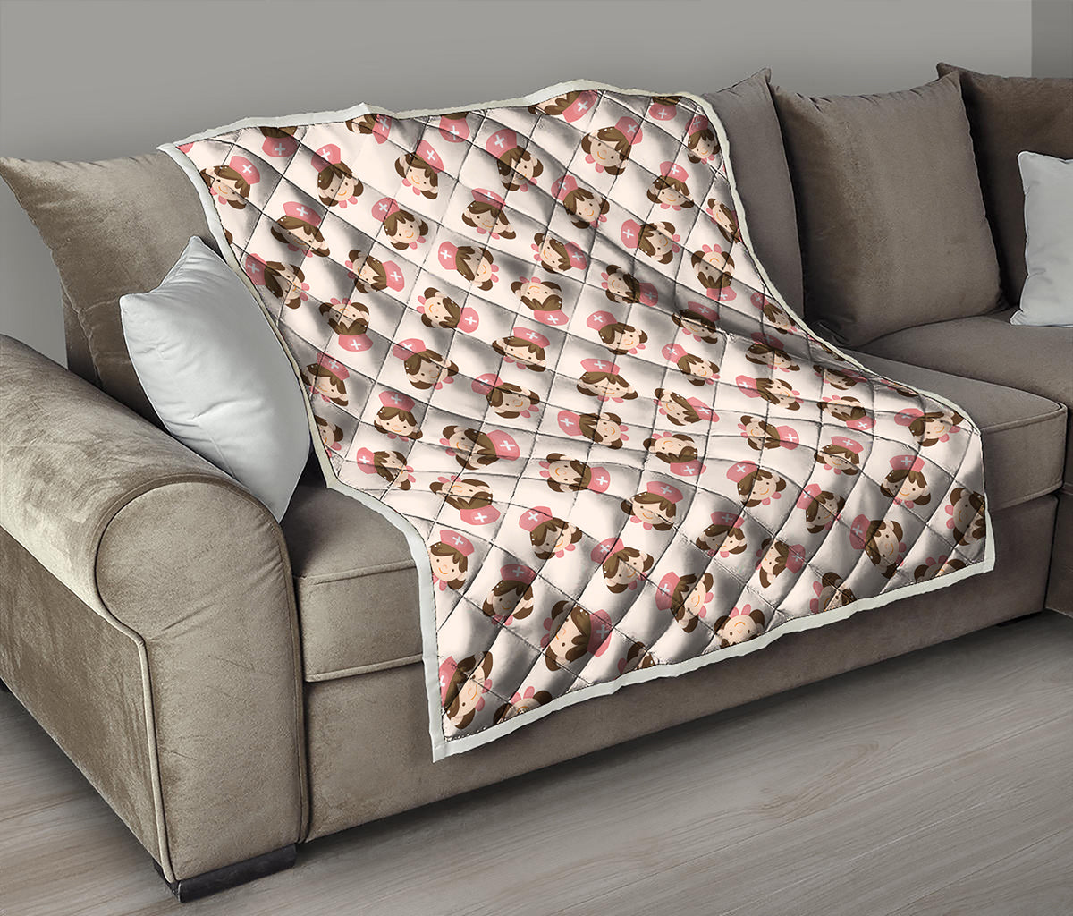 Cute Cartoon Nurse Pattern Print Quilt
