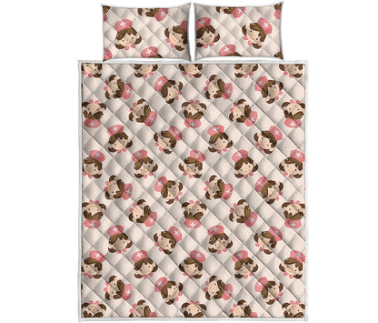 Cute Cartoon Nurse Pattern Print Quilt Bed Set