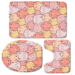 Cute Cartoon Pig Pattern Print 3 Piece Bath Mat Set