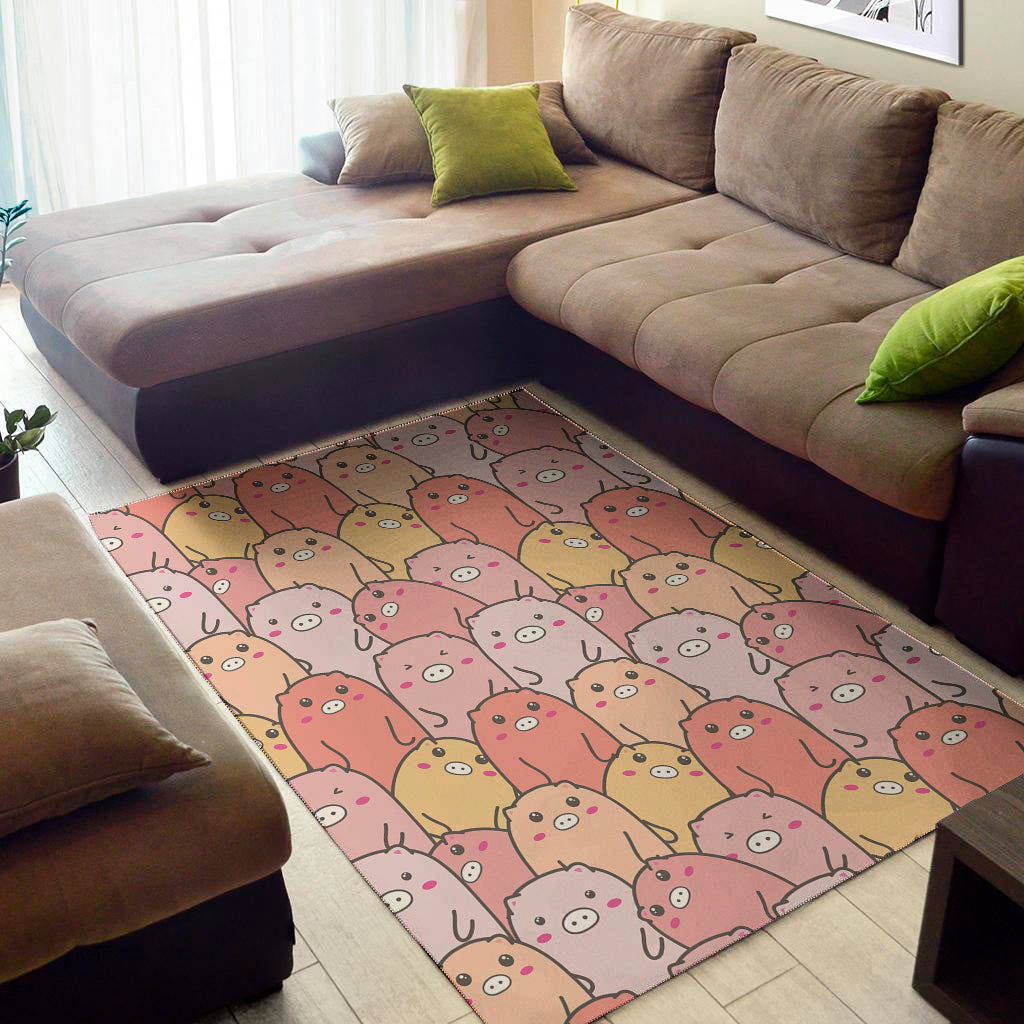 Cute Cartoon Pig Pattern Print Area Rug