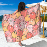 Cute Cartoon Pig Pattern Print Beach Sarong Wrap