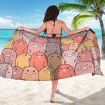 Cute Cartoon Pig Pattern Print Beach Sarong Wrap