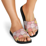 Cute Cartoon Pig Pattern Print Black Slide Sandals