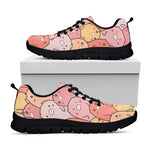 Cute Cartoon Pig Pattern Print Black Sneakers