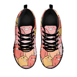 Cute Cartoon Pig Pattern Print Black Sneakers