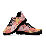 Cute Cartoon Pig Pattern Print Black Sneakers