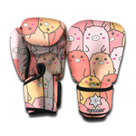 Cute Cartoon Pig Pattern Print Boxing Gloves