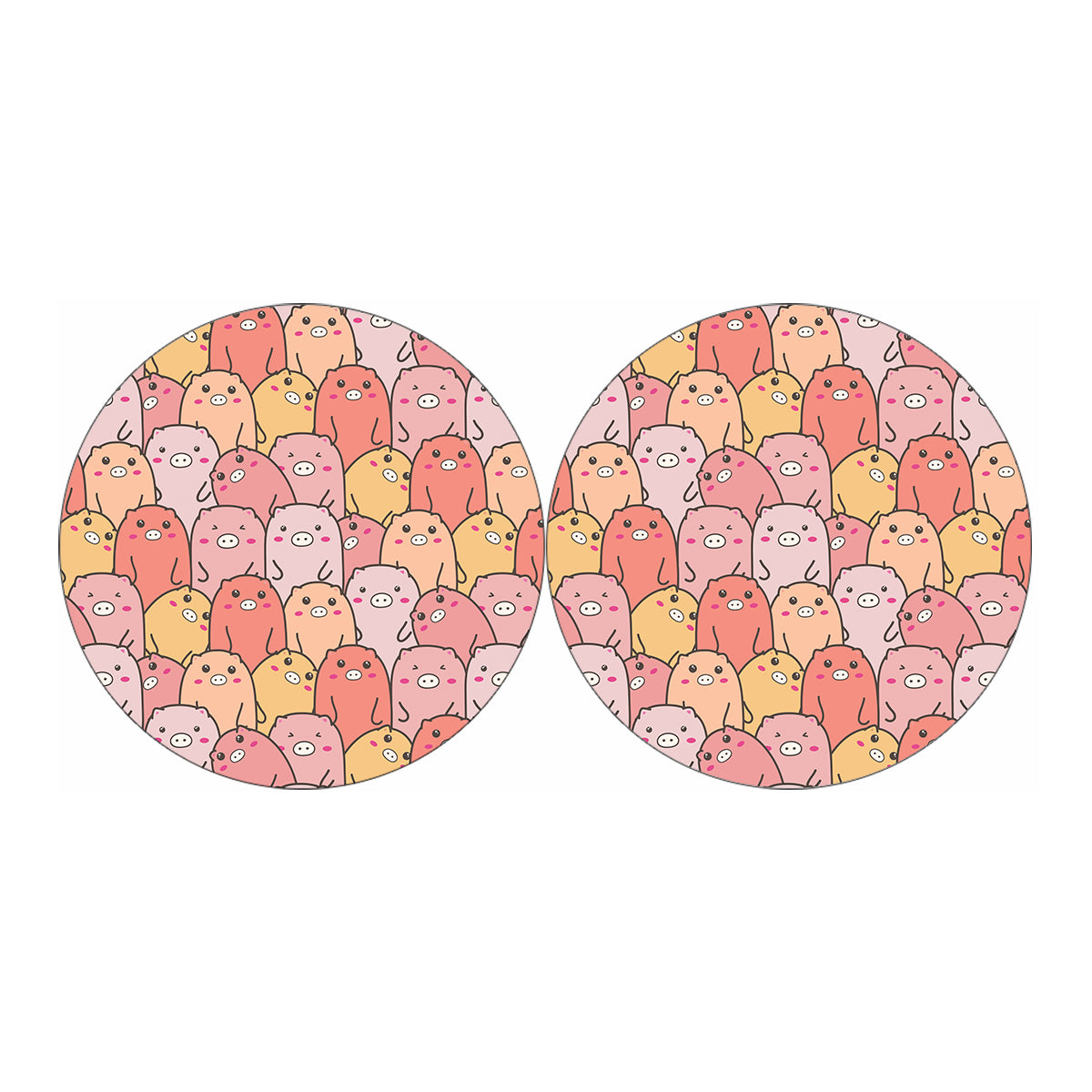 Cute Cartoon Pig Pattern Print Car Coasters