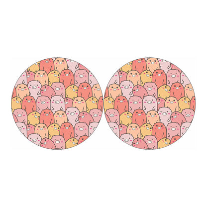 Cute Cartoon Pig Pattern Print Car Coasters