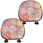 Cute Cartoon Pig Pattern Print Car Headrest Covers