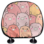 Cute Cartoon Pig Pattern Print Car Headrest Covers
