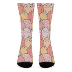 Cute Cartoon Pig Pattern Print Crew Socks