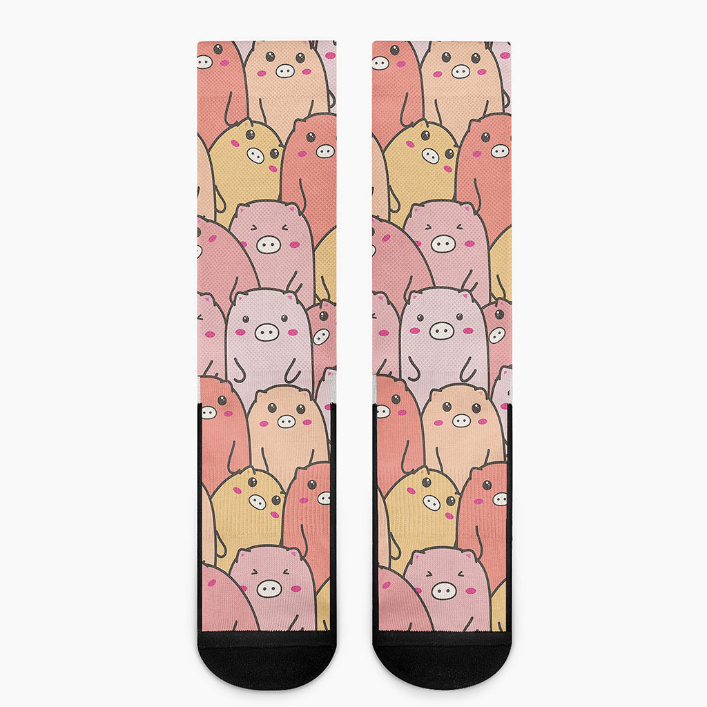 Cute Cartoon Pig Pattern Print Crew Socks