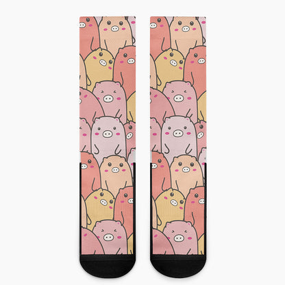Cute Cartoon Pig Pattern Print Crew Socks