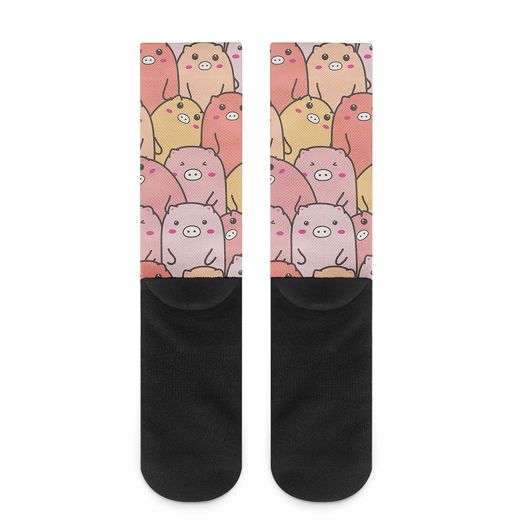 Cute Cartoon Pig Pattern Print Crew Socks