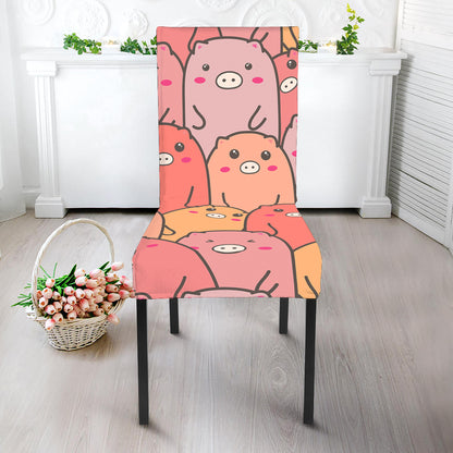 Cute Cartoon Pig Pattern Print Dining Chair Slipcover