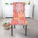 Cute Cartoon Pig Pattern Print Dining Chair Slipcover