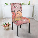 Cute Cartoon Pig Pattern Print Dining Chair Slipcover