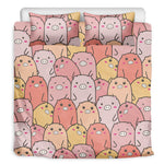 Cute Cartoon Pig Pattern Print Duvet Cover Bedding Set