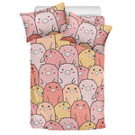 Cute Cartoon Pig Pattern Print Duvet Cover Bedding Set