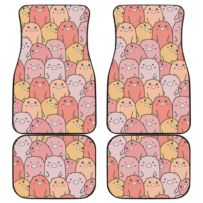 Cute Cartoon Pig Pattern Print Front and Back Car Floor Mats
