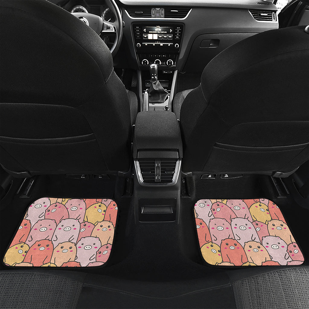 Cute Cartoon Pig Pattern Print Front and Back Car Floor Mats