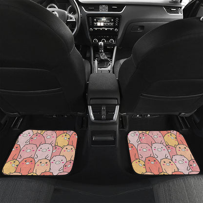 Cute Cartoon Pig Pattern Print Front and Back Car Floor Mats