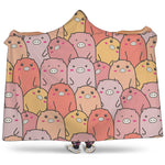 Cute Cartoon Pig Pattern Print Hooded Blanket