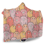 Cute Cartoon Pig Pattern Print Hooded Blanket