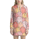 Cute Cartoon Pig Pattern Print Hoodie Dress