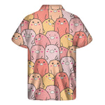 Cute Cartoon Pig Pattern Print Men's Short Sleeve Shirt