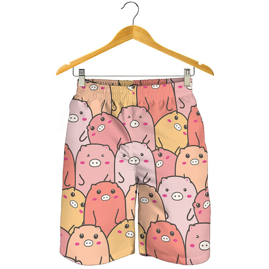 Cute Cartoon Pig Pattern Print Men's Shorts